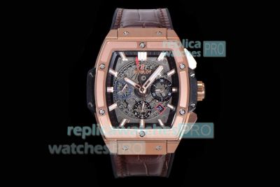 Swiss Replica Hublot Spirit Of Big Bang 45MM Rose Gold Case Grey Chronograph Dial Watch